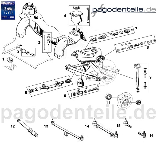 Vorderachse Mercedes SL Pagode